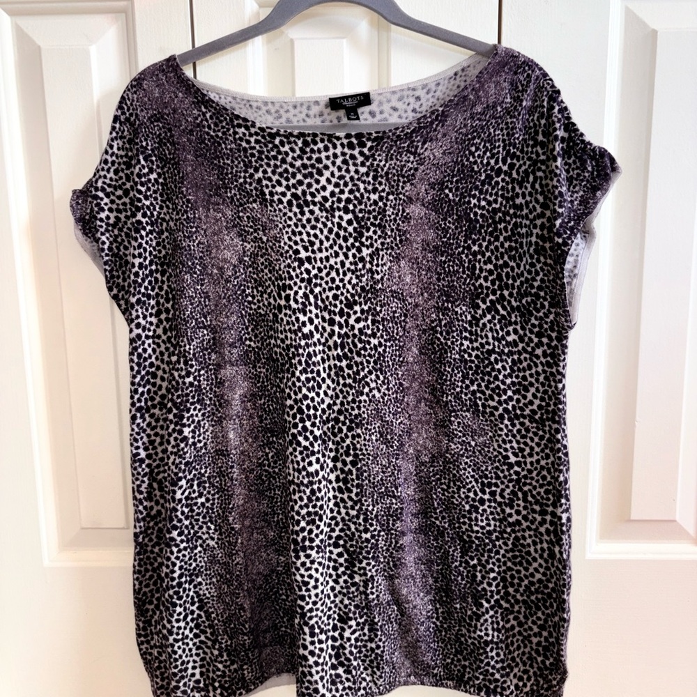 Talbots Black and White Animal Print Blouse